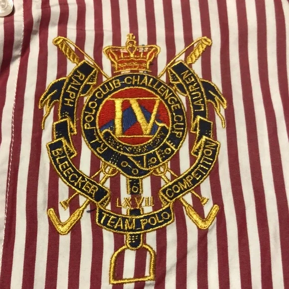 Ralph Lauren Blue Label Preppy Button Down Top with Large Crest Logo - Picture 2 of 4